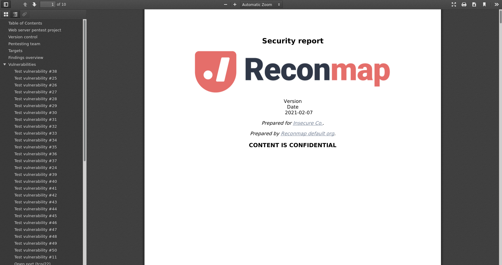 Example PDF report